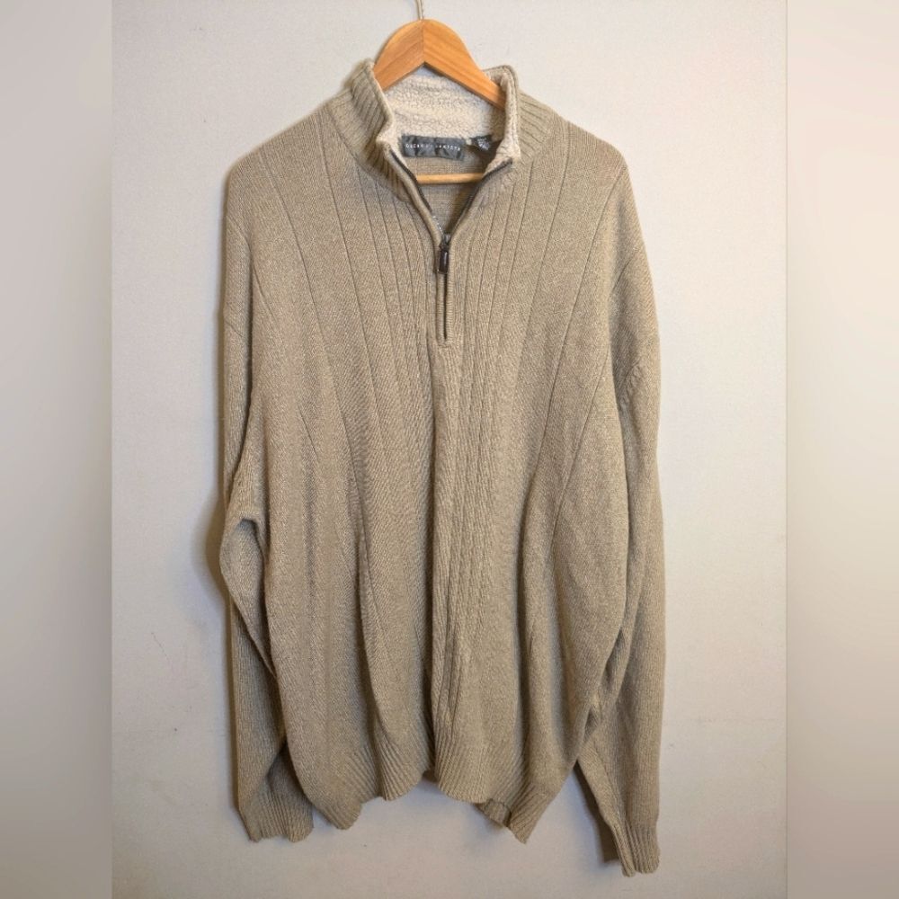 Oscar De La Renta Tan Quarter-Zip Sweater Size 4XLT